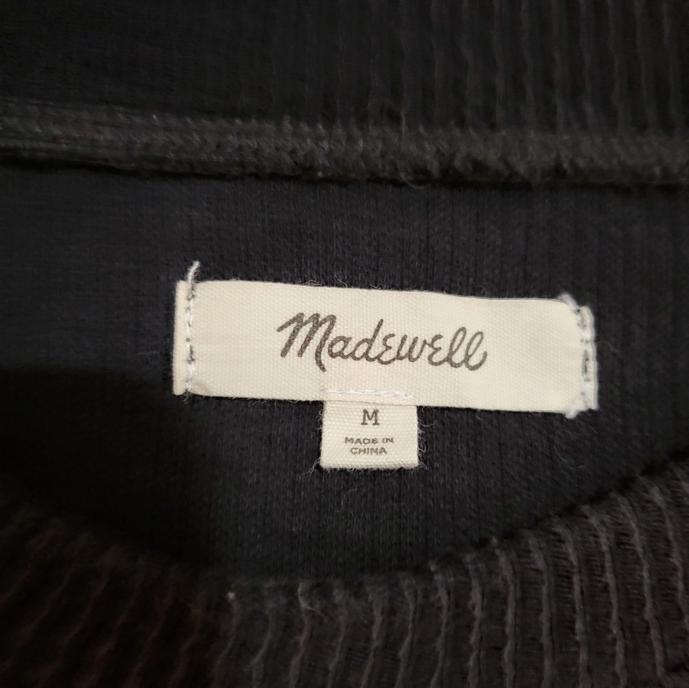 Madewell Elwood Knot Front Top Black Long Sleeve Medium - Picture 7 of 10